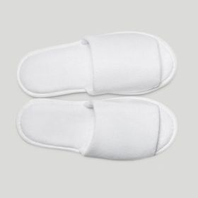 White Open Toe Adult Unisex Terry Cloth, Velour Cotton Hotel  Spa Slippers for House guest, Travel, Guests Room, One Size 6 pack wholesale by RobeMart