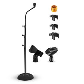 5 Core Mic Stand Floor Adjustable Universal Heavy Duty Gooseneck Microphone Stands Round Base Soporte De micrÃ³fono - MS RBP 3T GSE