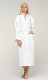 Womens Long Waffle Luxury Shawl Kimono Lightweight Turkish Cotton Robe, Hotel Spa Bathrobe for Women  - Adult - Unisex - White - XXL