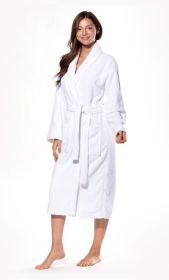Plush Soft Warm, Robe for Womens Terry Turkish Bathrobe Cotton Towel Robe, Comfy Women's Robe Long Shawl Adult for Hot Tub Shower (Color: White, size: One Size)