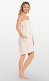 Cotton Waffle Towel Wrap for Women for bulk Spa Bath Wraps with Elastic Velcro, Comfy Women's  Short Adult for Hot Tub Shower Sauna (Color: Beige/Ivory, size: large)