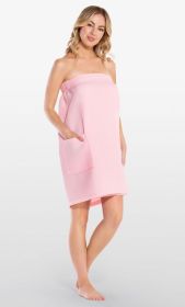 Cotton Waffle Towel Wrap for Women for bulk Spa Bath Wraps with Elastic Velcro, Comfy Women's  Short Adult for Hot Tub Shower Sauna (Color: Pink/Blush, size: large)
