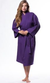 Womens Long Waffle Kimono Lightweight Cotton Robe, Hotel Spa Bathrobe for Women  - Adult - Unisex (Color: Purple, size: XXL)