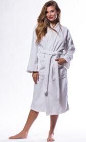 Plush Soft Warm, Robe for Women Terry Turkish Bathrobe Cotton Towel Robe, Comfy Women's Robe Long Kimono Adult for Hot Tub Shower (Color: White, size: One Size)
