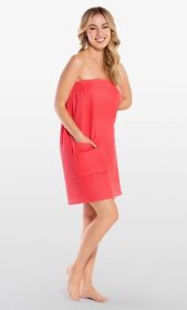 Cotton Waffle Towel Wrap for Women for bulk Spa Bath Wraps with Elastic Velcro, Comfy Women's  Short Adult for Hot Tub Shower Sauna (Color: Coral, size: S/M)