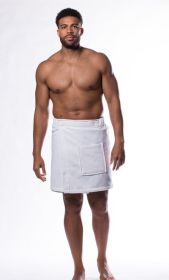 Turkish  Cotton Towel Wrap for Men for bulk Spa Bath Wraps with Elastic Velcro, Comfy Men's  Short Adult for Hot Tub Shower Sauna (Color: White, size: One Size)