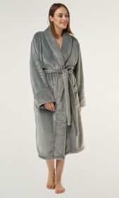 Gray Super Soft Tahoe Microfleece Shawl Collar Robe | RobeMart - One Size (Color: GRAY, size: One Size)