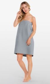 Cotton Waffle Towel Wrap for Women for bulk Spa Bath Wraps with Elastic Velcro, Comfy Women's  Short Adult for Hot Tub Shower Sauna (Color: GRAY, size: S/M)