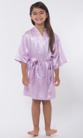 Kimono robes for Kids Satin Silk robe, Short V-Neck For Girls Sleepwear Loungewear bridal party Flower Girl Wedding (Color: Lavender, size: small)