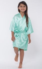 Kimono robes for Kids Satin Silk robe, Short V-Neck For Girls Sleepwear Loungewear bridal party Flower Girl Wedding (Color: Mint Green, size: small)
