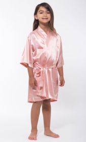 Kimono robes for Kids Satin Silk robe, Short V-Neck For Girls Sleepwear Loungewear bridal party Flower Girl Wedding (Color: Pink, size: small)