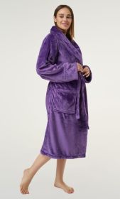 Purple Super Soft Tahoe Microfleece Shawl Collar Robe | RobeMart - One Size (Color: Purple, size: One Size)