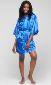 Kimono robes for Women Satin Silk lingerie robe, Short V-Neck For Female Sleepwear Loungewear bridal party bridesmaid wedding (Color: Royal Blue/Blue, size: medium)