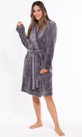 Plush Soft Lightweight, Robe for Women Fleece Bathrobe for Women, Comfy Women's Robe Short - Shawl - Adult Sleepwear Loungewear (Color: GRAY, size: small)