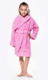 Plush Soft Warm Robe for Kids Terry Turkish Bathrobe Cotton Towel Robe Comfy Boy Girl Robe Swimming Long Hooded Children for Hot Tub Shower (Color: Pink, size: small)