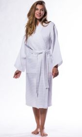 Womens Long Waffle Kimono Lightweight Cotton Robe, Hotel Spa Bathrobe for Women  - Adult - Unisex (Color: White, size: Small / Medium)