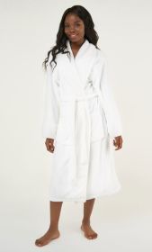 White Super Soft Tahoe Microfleece Shawl Collar Robe | RobeMart - One Size (Color: White, size: One Size)