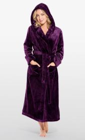 Plush Soft Warm, Robe for Women Fleece Bathrobe for Women, Comfy Women's Robe Long - Shawl - Adult Sleepwear Loungewear (Color: Purple, size: XXL)