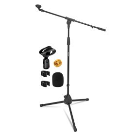 5 Core Tripod Mic Stand Floor Adjustable 18 to 72 Inches Sturdy Boom Arm Holder Microphone Stands Pedestal Para Microfono for Singing MS 080 (Color: black)