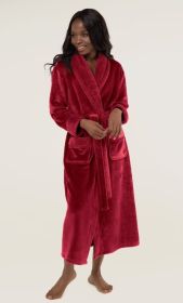 Plush Soft Warm, Robe for Women Fleece Bathrobe for Women, Comfy Women's Robe Long - Shawl - Adult Sleepwear Loungewear (Color: Burgundy, size: large)