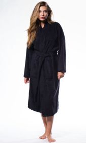 Plush Soft Warm, Robe for Women Terry Turkish Bathrobe Cotton Towel Robe, Comfy Women's Robe Long Kimono Adult for Hot Tub Shower (Color: black, size: XXL)