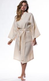 Womens Long Waffle Kimono Lightweight Cotton Robe, Hotel Spa Bathrobe for Women  - Adult - Unisex (Color: Beige, size: XXL)