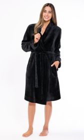 Plush Soft Lightweight, Robe for Women Fleece Bathrobe for Women, Comfy Women's Robe Short - Shawl - Adult Sleepwear Loungewear (Color: black, size: small)